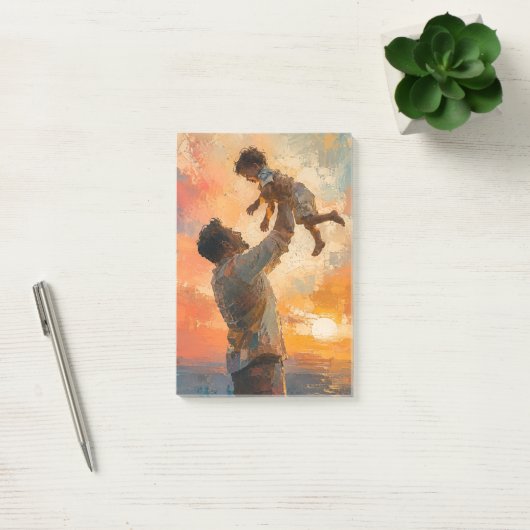 Abstracte Schildering Vader die Kind optilt bij Zo Post-it® Notes (Kantoor)
