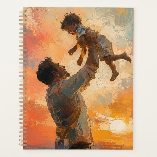 Abstracte Schildering Vader Tilt Kind bij Zonsonde Planner (Voorkant)