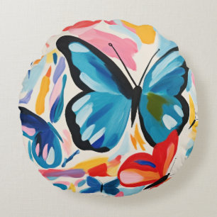 Abstracte schildering van vlinders. rond kussen