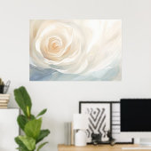 Abstracte schildering van witte roos bloem poster (Thuiskantoor)