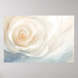 Abstracte schildering van witte roos bloem poster