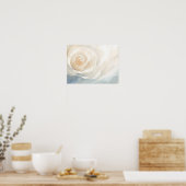 Abstracte schildering van witte roos bloem poster (Keuken)