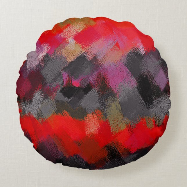 Abstracte schilderkleuren #2 rond kussen (Voorkant)