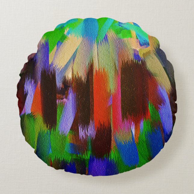 Abstracte schilderkleuren #31 rond kussen (Voorkant)
