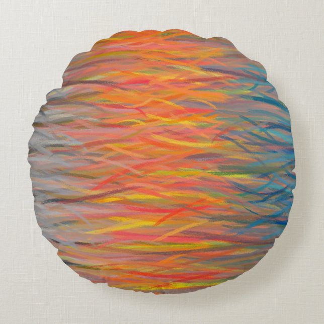 Abstracte schilderkunst 18 rond kussen (Voorkant)