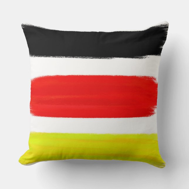 Abstracte schilderkunst met gele rode zwarte kleur kussen (Voorkant)