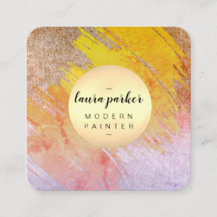 Abstracte schilderkunst met roze Waterverf tot een Vierkante Visitekaartje