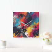 Abstracte schilderkunst vierkante klok (Huis)