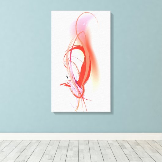 Abstracte schilderroze flamingo canvas afdruk (Insitu (Houten vloer))