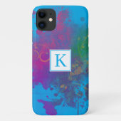 Abstracte schilderschuim, Swirls Blue Monogram Case-Mate iPhone Case (Achterkant)