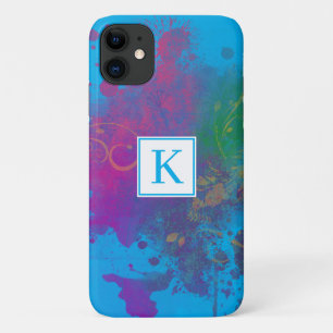 Abstracte schilderschuim, Swirls Blue Monogram Case-Mate iPhone Case