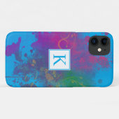 Abstracte schilderschuim, Swirls Blue Monogram Case-Mate iPhone Case (Achterkant (horizontaal))