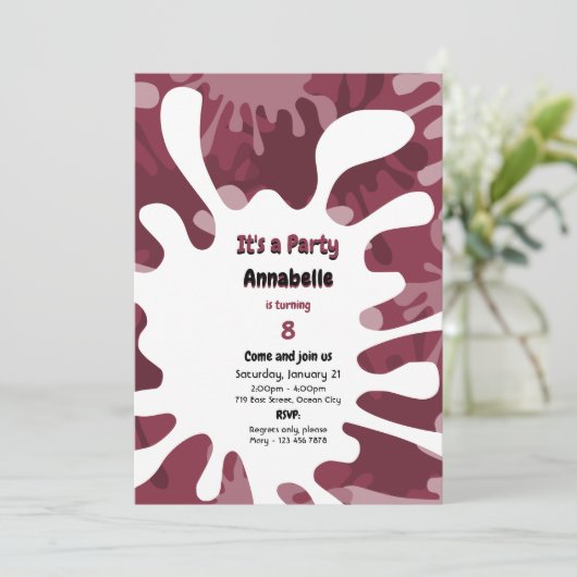 Abstracte schildervlek Rode Kunst op feestdag Kaart (Staand voorkant)