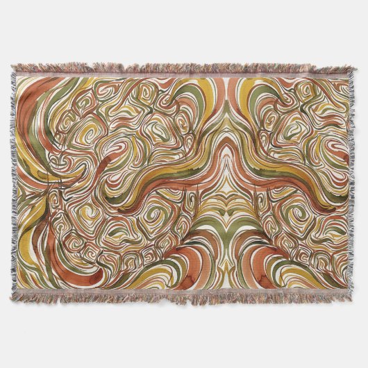 Abstracte Schildpad Schelp Aardekleurige Inkt Deke Deken (Voorkant)