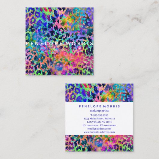 Abstracte schoonheidslijst van dierlijke afdrukken vierkante visitekaartje (Voorkant / Achterkant)