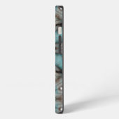Abstracte sciencefiction turquoise ster windmolen iPhone hoesje (Linkerkant)