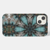 Abstracte sciencefiction turquoise ster windmolen iPhone hoesje (Achterkant horizontaal)