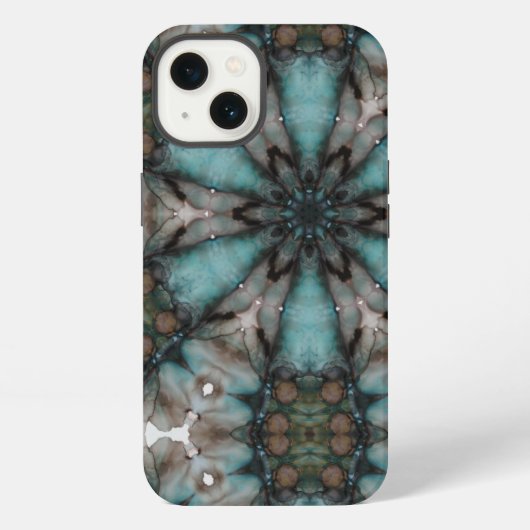 Abstracte sciencefiction turquoise ster windmolen iPhone hoesje (Achterkant)