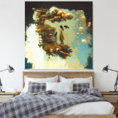 Abstracte SciFi Cat Raven Occult Dark Witchy AI Ar Canvas Afdruk (Insitu (Slaapkamer))