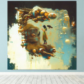 Abstracte SciFi Cat Raven Occult Dark Witchy AI Ar Canvas Afdruk (Insitu (Houten vloer))