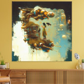 Abstracte SciFi Cat Raven Occult Dark Witchy AI Ar Canvas Afdruk (Insitu (Woonkamer))
