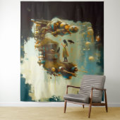 Abstracte SciFi Cat Raven Occult Dark Witchy AI Ar Wandkleed (In situ)