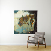 Abstracte SciFi Cat Raven Occult Dark Witchy AI Ar Wandkleed (In Situ (horizontaal))