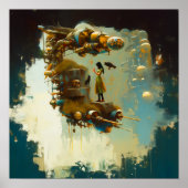 Abstracte SciFi Cat Raven Witchy AI Art Matte Waar Poster (Voorkant)