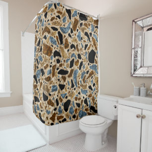Abstracte Scratch Terrazzo Mosaic Earth-kleuren Douchegordijn