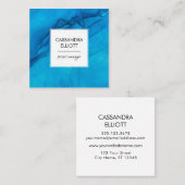 Abstracte Scuba Blue Alcohol Ink Liquid Art Vierkante Visitekaartje (Voorkant / Achterkant)