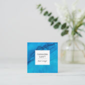 Abstracte Scuba Blue Alcohol Ink Liquid Art Vierkante Visitekaartje (Staand voorkant)