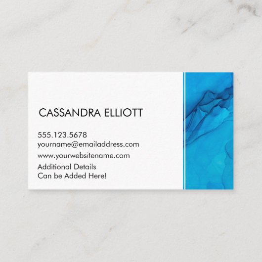 Abstracte Scuba Blue Alcohol Ink Liquid Art Visitekaartje (Achterkant)
