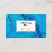 Abstracte Scuba Blue Alcohol Ink Liquid Art Visitekaartje (Voorkant)