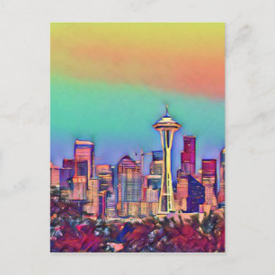 Abstracte Seattle Skyline Briefkaart