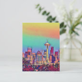 Abstracte Seattle Skyline Briefkaart (Staand voorkant)