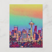 Abstracte Seattle Skyline Briefkaart (Voorkant)