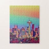 Abstracte Seattle Skyline Legpuzzel (Verticaal)