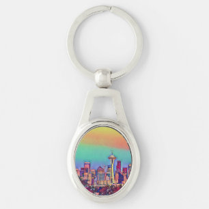 Abstracte Seattle Skyline Sleutelhanger