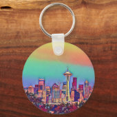 Abstracte Seattle Skyline Sleutelhanger (Voorkant)