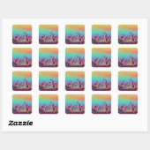 Abstracte Seattle Skyline Vierkante Sticker (Vel)