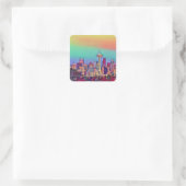 Abstracte Seattle Skyline Vierkante Sticker (Tas)