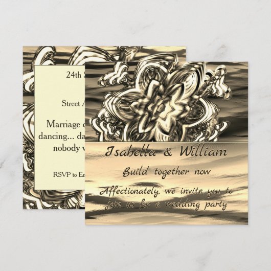 Abstracte sepia-bloem, glanzende tonen tot donkere kaart (Voorkant / Achterkant)