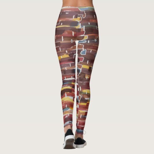 Abstracte Sepia Leggings (Achterkant)