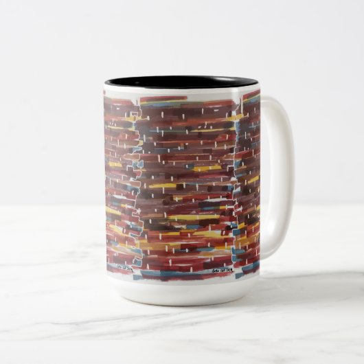 Abstracte Sepia Tweekleurige Koffiemok (Voorkant rechts)