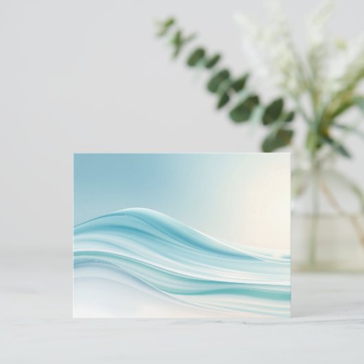 Abstracte serene oceaangolven met gladde blues briefkaart (Staand voorkant)