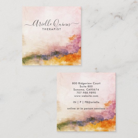 Abstracte serene therapeut vierkante visitekaartje (Voorkant / Achterkant)