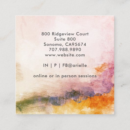 Abstracte serene therapeut vierkante visitekaartje (Achterkant)