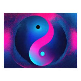 Abstracte Sereniteit: Yin Yang in Roze & Blues Foto Afdruk