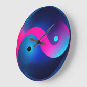 Abstracte Sereniteit: Yin Yang in Roze & Blues Grote Klok (Hoek)