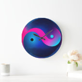 Abstracte Sereniteit: Yin Yang in Roze & Blues Grote Klok (Huis)